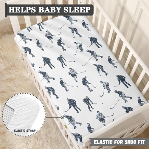 JEPFEIXIA Ice Hockey Fitted Crib Sheet 28x52