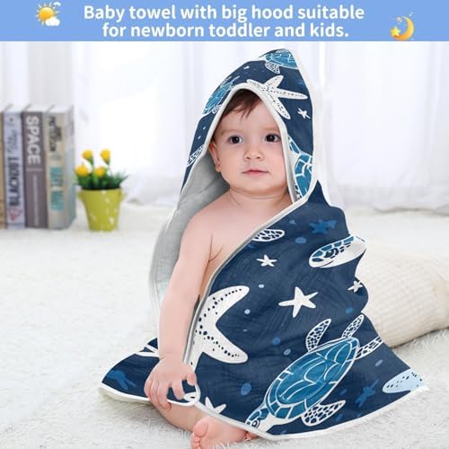 BOESI Doodle Turtle Star Baby Bath Towel - 30x30in