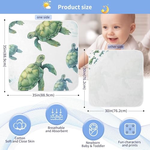 Soft Cotton Baby Hooded Towel with Sea Turtles Design