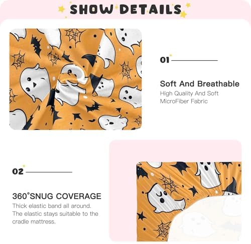 Qilmy Kawaii Ghosts Fitted Crib Sheet for Girls and Boys