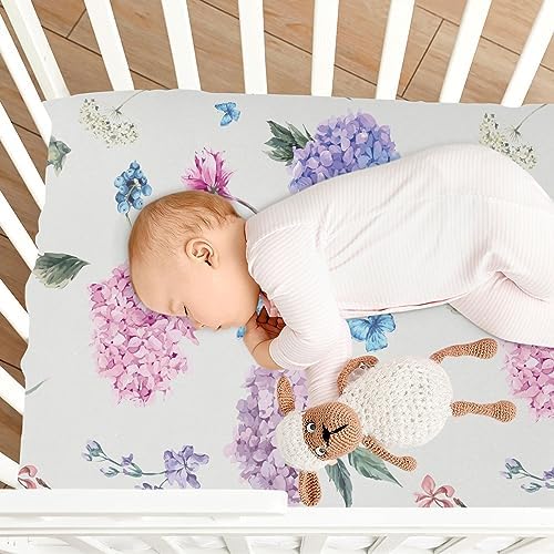 KICPOAY Hydrangea Butterfly Crib Sheets for Baby