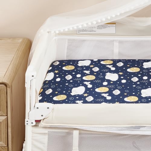 TILLYOU Mini Crib Fitted Sheet - 38 x 24 Starry Adventure