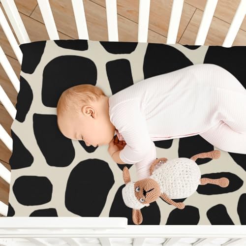 KICPOAY Black Giraffe Skin Fitted Crib Sheets Stretchy Playard Sheets for Baby