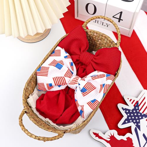 YanJie 4th of July Baby Headband Set - 2 PCS Stretchy Bows