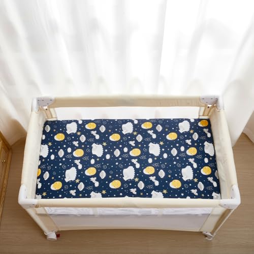 TILLYOU Mini Crib Fitted Sheet - 38 x 24 Starry Adventure