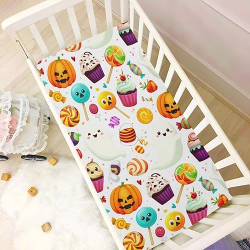 Qilmy Halloween Ghosts Fitted Crib Sheet for Kids