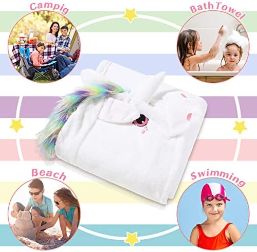 Moukeren Unicorn Hooded Towel for Kids 50x30 Inch