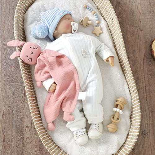 Organic Cotton Bunny Lovey Blanket for Newborn Babies