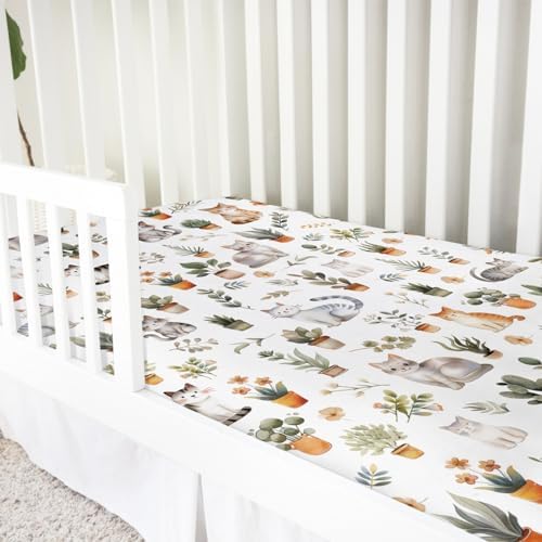 Watercolor Cats Boho Crib Sheet 52x28