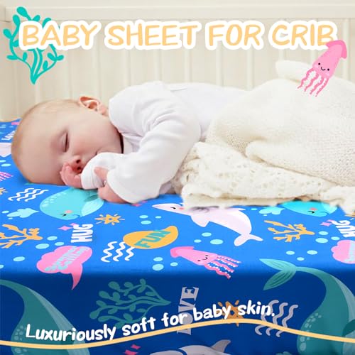 Cloele Ocean Theme Crib Sheet for Boys Girls
