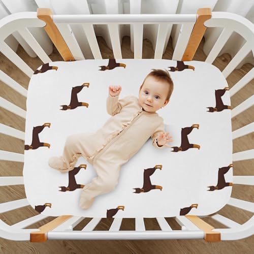 Doberman Cartoon Crib Sheets Stretchy Playard Sheets for Baby Toddler