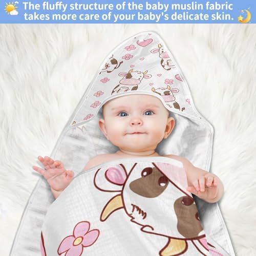 Bulletgxll Cartoon Cows Baby Hooded Towel