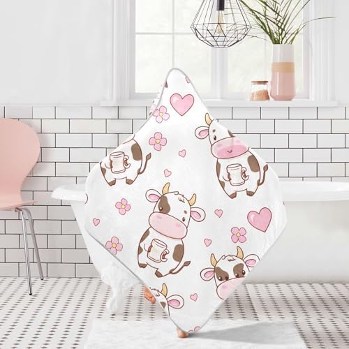 Bulletgxll Cartoon Cows Baby Hooded Towel