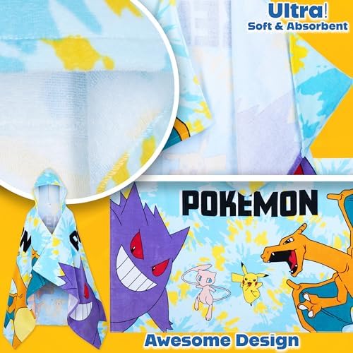 Pokemon Hooded Towel for Kids 6-14 Years