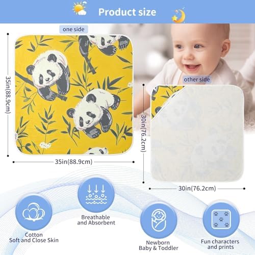 Cute Pandas Baby Hooded Towel 35x35 Inch Soft Cotton