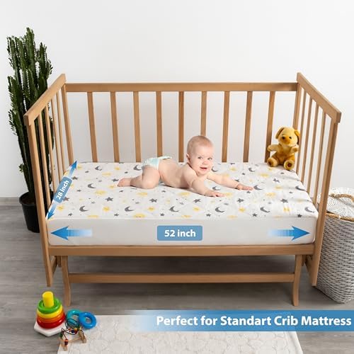 Newo Select Waterproof Crib Mattress Protector with MoonStar Pattern 2 Pack