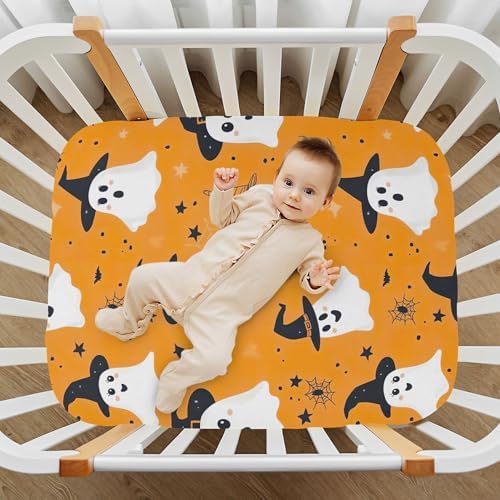 Qilmy Cartoon Ghosts Fitted Crib Sheet Soft Breathable