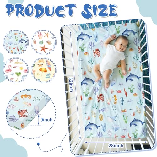 VitalCozy 4 Pcs Hawaiian Crib Sheets Set for Boys Girls