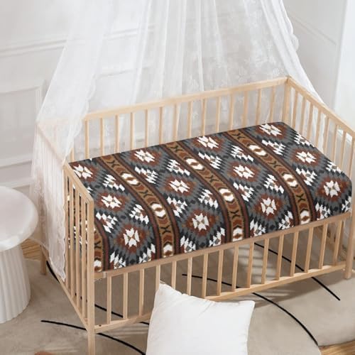 Streeyiu Aztec Themed Fitted Crib Sheet 52x28x8 in