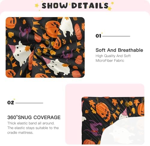Qilmy Halloween Ghosts Fitted Crib Sheet for Boys and Girls