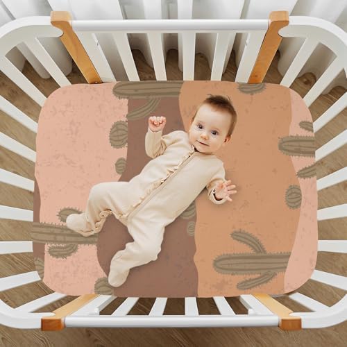 Cactuses Desert Brown Fitted Crib Sheets for Baby Toddler