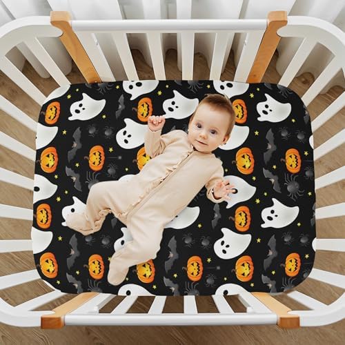 Qilmy Halloween Ghosts Fitted Crib Sheet Soft Breathable 1