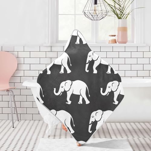 PaChyLuu Elephants Baby Hooded Towel 30x30 Inch Soft Cotton