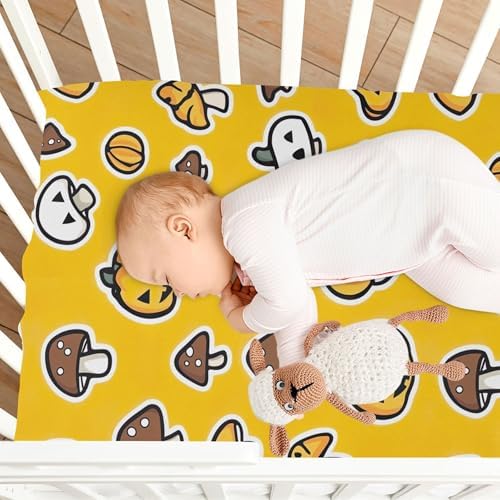 Qilmy Halloween Pumpkin Crib Sheet Soft Breathable for Baby Beds
