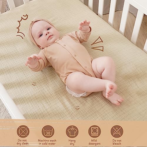 COSMOPLUS Muslin Crib Sheets 2 Pack Neutral Boho