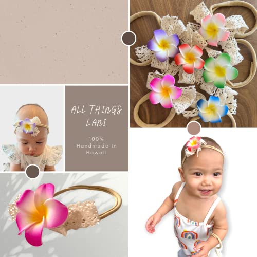 All Things Lani Plumeria Headband and Hair Clip Set Dawn Pink