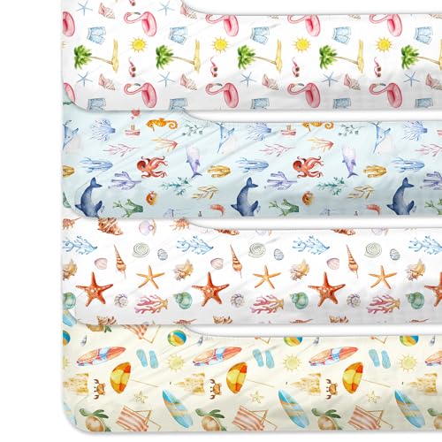 VitalCozy 4 Pcs Hawaiian Crib Sheets Set for Boys Girls