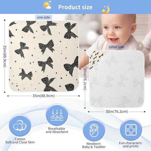 BOESI Graffiti Black Bow Baby Bath Towel 35x35 inches