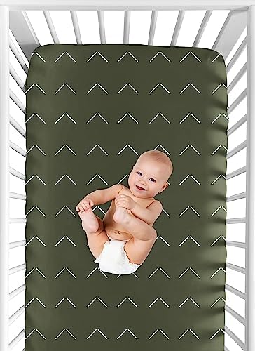 Dark Green Boho Arrow Crib Sheet for Baby Newborn Toddler