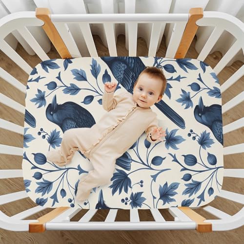 ALAZA Royal Crow Pattern Crib Sheets for Boys Girls 28x52in