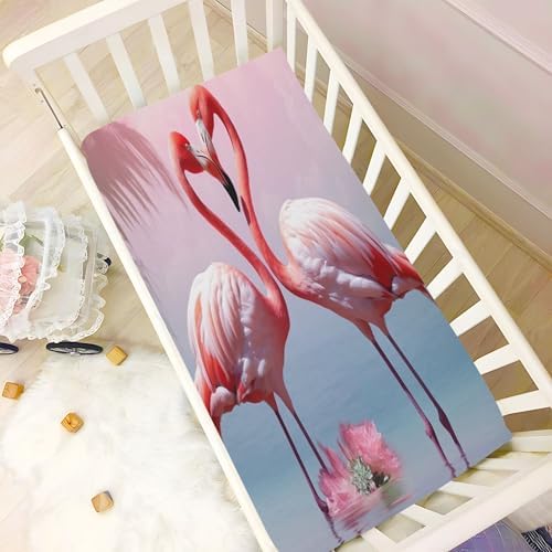 Qilmy Flamingo Crib Sheet Soft Breathable for Baby