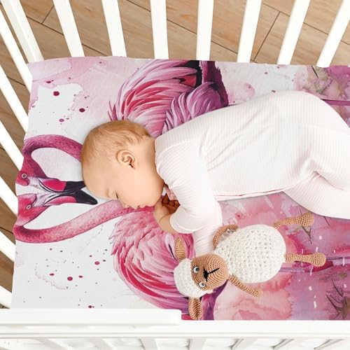 Qilmy Flamingos Crib Sheet - Soft Breathable Snug Fit