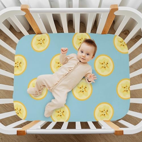 KICPOAY Tropical Banana Slices Crib Sheets Stretchy Playard Sheets for Baby
