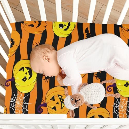 Qilmy Halloween Pumpkins Crib Sheet Soft Fitted