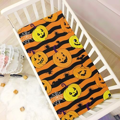 Qilmy Halloween Pumpkins Crib Sheet Soft Fitted