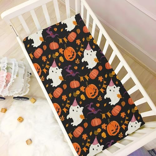 Qilmy Halloween Ghosts Fitted Crib Sheet for Boys and Girls