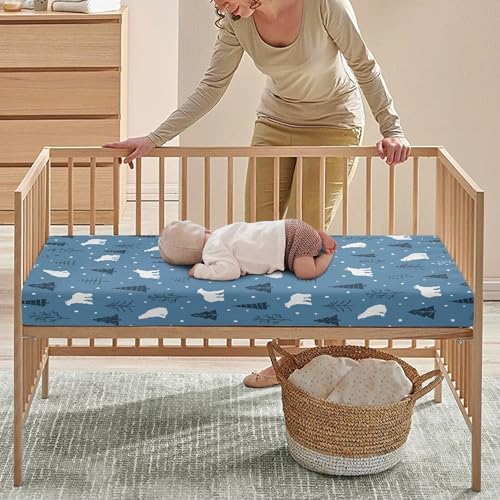 Streeyiu Polar Bears Crib Sheets 52x28x8 In