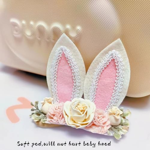 GEZISAN Baby Girl Easter Bunny Headband with Flower Bows