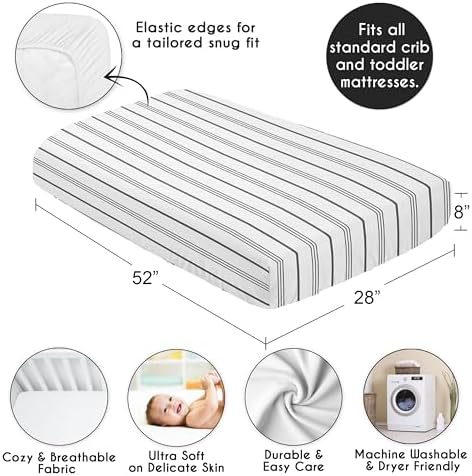 Sweet Jojo Designs Fitted Crib Sheet Grey White Striped