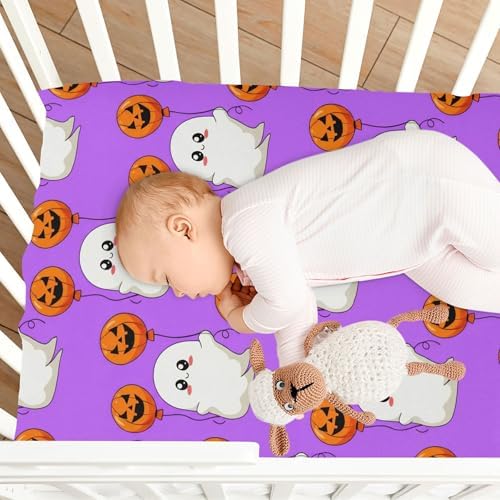 Qilmy Halloween Ghosts Fitted Crib Sheet Soft Breathable