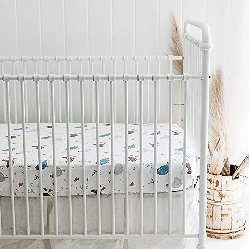 Crib Sheets Neutral - 2 Pack Organic Cotton Blend Farm Animals