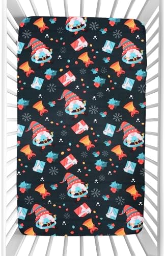 YHITBG Christmas Crib Sheet Black with Santa and Bell