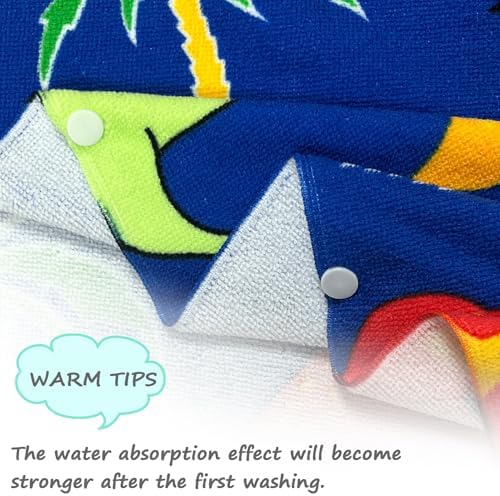 NovForth Kids Hooded Beach Towel Mermaid Design for Boys Girls