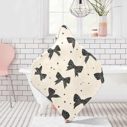 BOESI Graffiti Black Bow Baby Bath Towel 35x35 inches