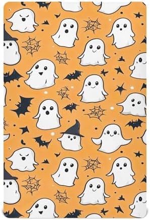 Qilmy Kawaii Ghosts Fitted Crib Sheet for Girls and Boys