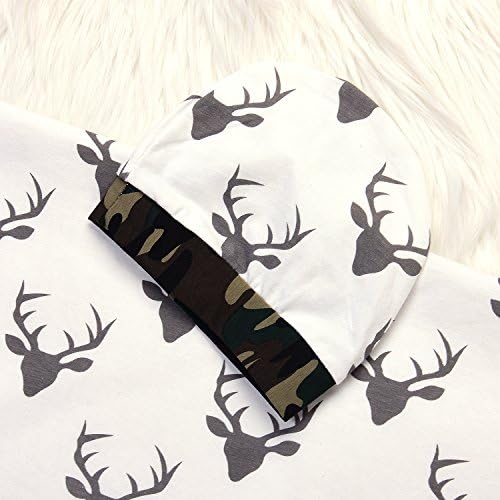IWOKA Soft Deer Print Swaddle Blanket with Hat